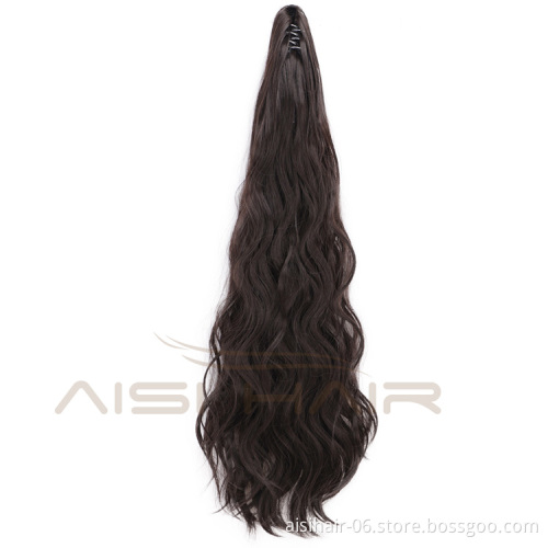 Aisi Hair Synthetic Women Claw on Ponytail Clip in Hair Extensions Long Wave Curly Style Pony Tail Hairpiece for Women